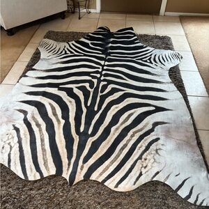 JINCHAN Zebra Print Faux Hide Rug – Statement Piece 5'1"x 6'3"